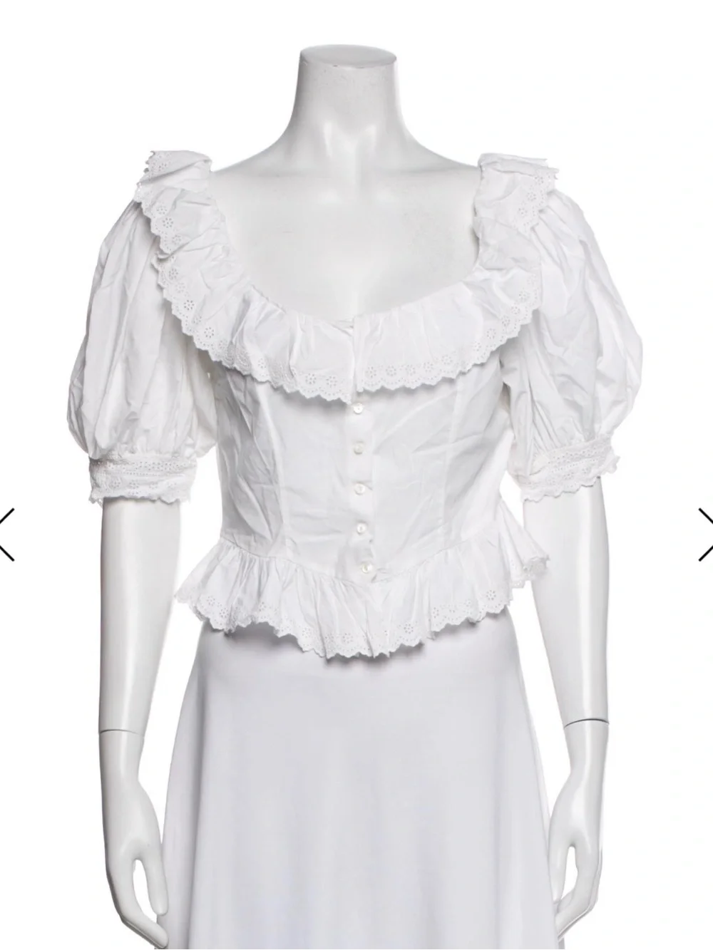 DOEN Wilma top White Ruffled Eyelet Cotton Peasant Top